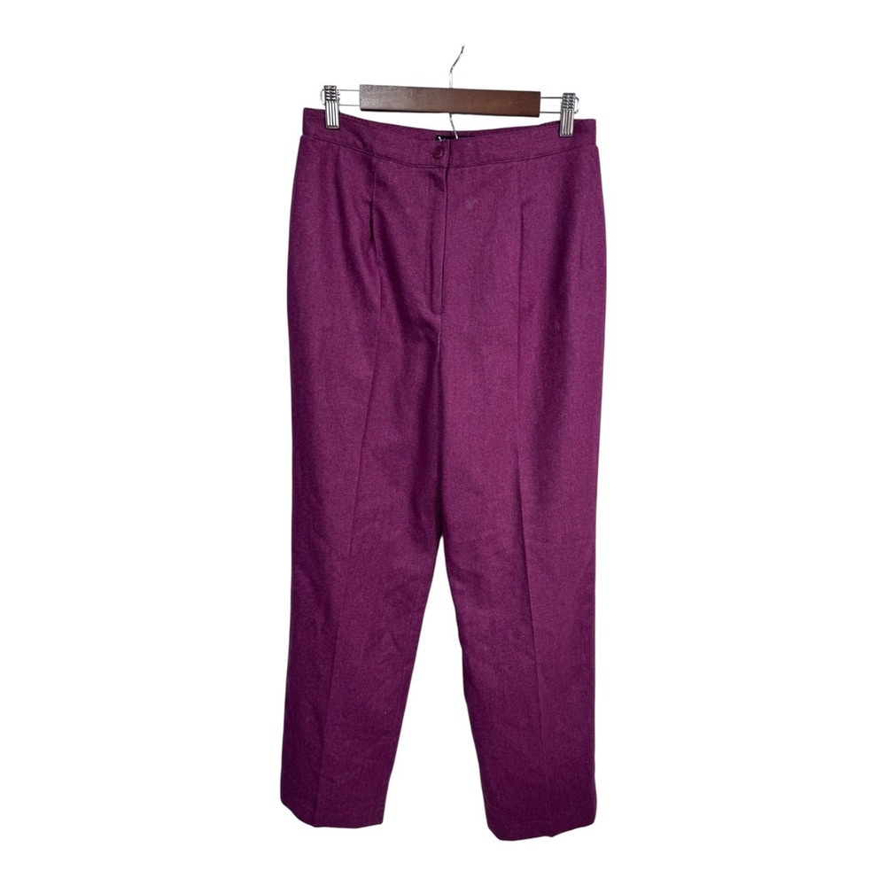 Pan-Ter Vintage Retro Wool High Rise Pleated‎ Trousers Purple Straight Leg 13/14